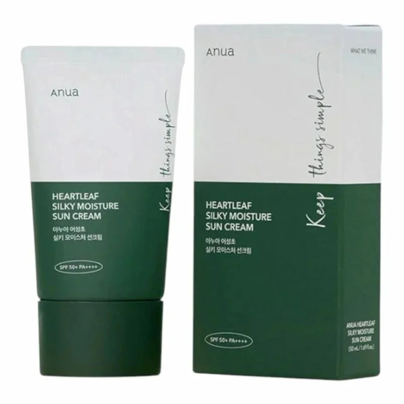 Anua Heartleaf Silky Moisture – Crème Solaire Apaisante & Hydratante SPF 50+ 50ml
