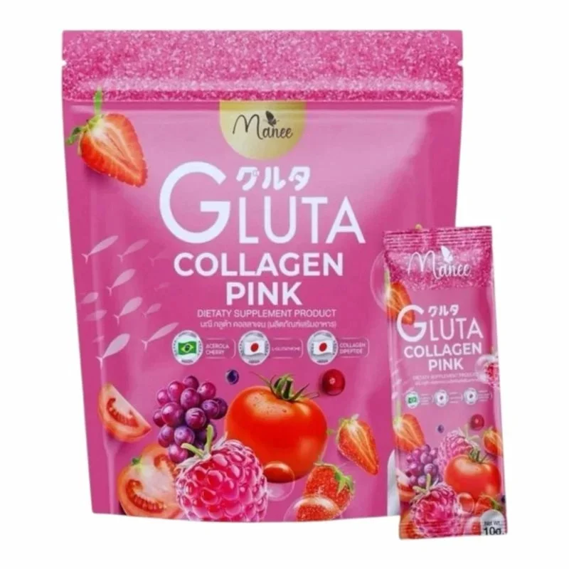 Manee Gluta Collagen Pink – Complément Alimentaire Éclat & Anti-Âge – 30 Capsules
